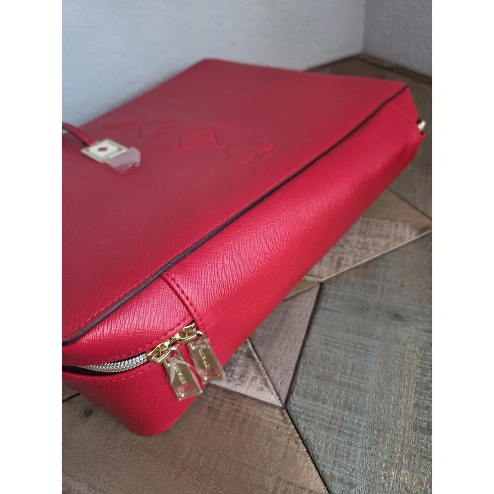 Estee Lauder‎ Red w/Gold Zipper & Playing Cards Symbols Cosmetic Makeup Case NEW